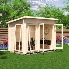 Shire Tilney 10x6 log cabin with glazed double doors and opening side window