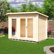 Shire Tilney 10x6 wooden garden log cabin with double doors and full-length windows
