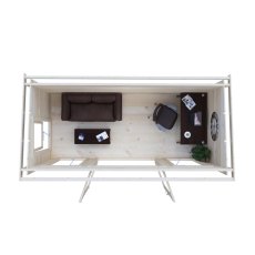 Overhead view of Shire Tilney 6x13 log cabin showing furnished internal floor space