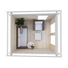 Overhead view of Shire Tilney 8x7 log cabin showing furnished internal floor space