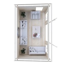 Overhead view of Shire Tilney 8x13 log cabin showing furnished internal floor space
