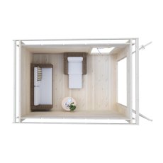 Overhead view of Shire Tilney 10x7 log cabin showing furnished internal floor space