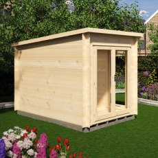 Rear and side view of Shire Tilney 10x7 wooden garden log cabin