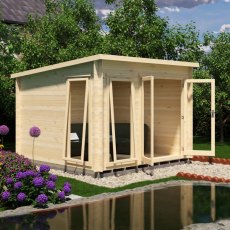 Shire Tilney 10x10 log cabin with double doors and opening side window