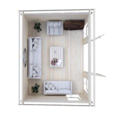 Overhead view of Shire Tilney 13x10 log cabin showing furnished internal floor space