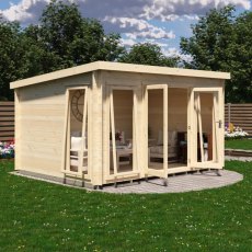 Shire Tilney 13x10 log cabin with open glazed doors and opening side window
