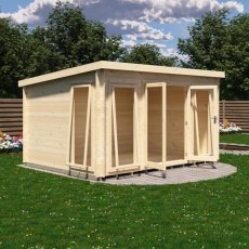 Shire Tilney 13x10 log cabin with glazed double doors and opening side window