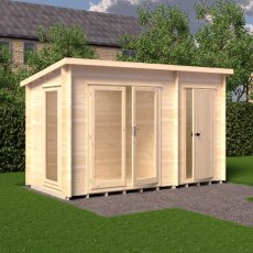 Shire Walsoken 6x12 Log Cabin with Store - Side-angled exterior view on garden gravel pad