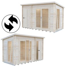 Shire Walsoken 6x12 Log Cabin - Reversible layout diagram showing left and right door configuration options