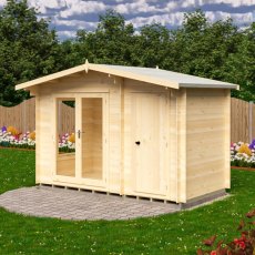 Shire Spalding 12x6 log cabin front view with double doors and windows