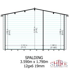 Shire Spalding 12x6 log cabin side elevation with dimensions