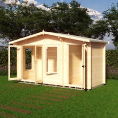 Shire Spalding 14x6 log cabin front view with double doors and windows