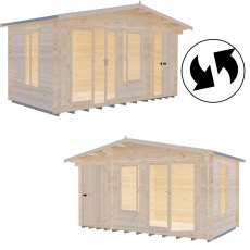 Shire Spalding 14x6 log cabin showing multiple exterior views