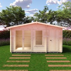 Shire Spalding 14x6 log cabin interior with double doors, windows