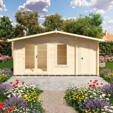 Shire Spalding 16x6 log cabin front view with double doors and windows