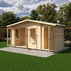 Shire Spalding 16x6 log cabin side view with windows and double doors