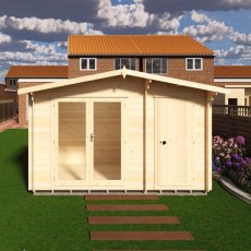 Shire Spalding 12x8 log cabin front view with doors and windows