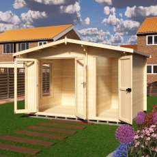 Shire Spalding 12x8 log cabin side view with windows and double doors