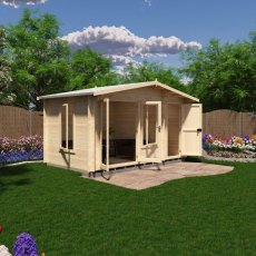 Shire Spalding 14x8 log cabin side view with windows and double doors