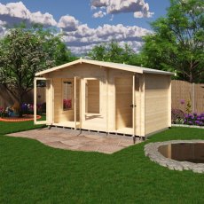 Shire Spalding 14x8 log cabin front view with double doors and windows