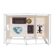 Shire Spalding 14x8 log cabin interior layout showing storage and floor space