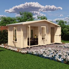 Shire Spalding 16x8 log cabin with front and side windows and double doors open