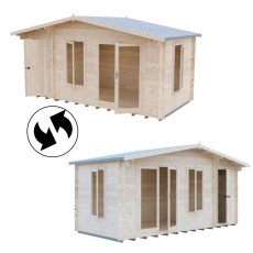 Shire Spalding 16x8 log cabin showing multiple exterior views