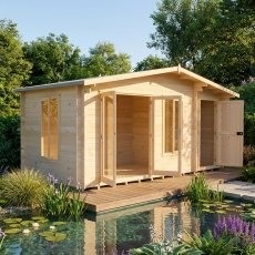 Shire Spalding 16x8 log cabin with front and side windows and double doors