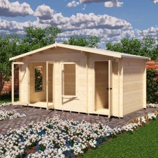 Shire Spalding 16x8 log cabin side view with windows and double doors