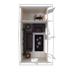 Shire Spalding 16x8 log cabin interior layout showing storage and floor space