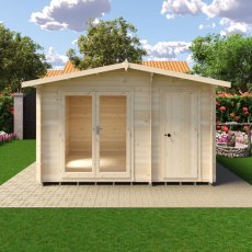 Shire Spalding 12x10 log cabin front view with double doors and windows
