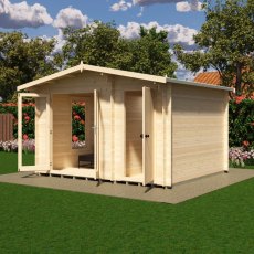 Shire Spalding 12x10 log cabin side view with windows and double doors