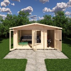 Shire Spalding 14x10 log cabin front view with double doors and windows open