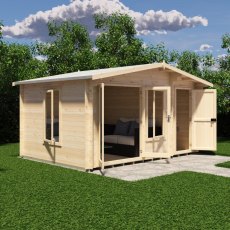 Shire Spalding 14x10 log cabin with front and side windows and double doors open