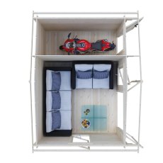 Shire Spalding 14x10 log cabin interior layout showing storage and floor space