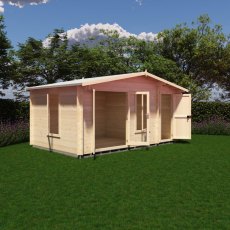 Shire Spalding 16x10 log cabin with front and side windows and double doors open