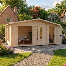 Shire Spalding 16x10 log cabin with front and side windows and double doors