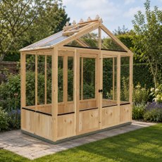 Shire Holkham 8x4 wooden greenhouse in a natural timber finish