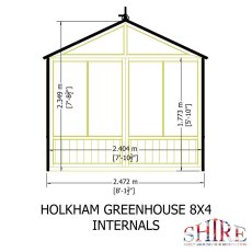 Shire Holkham 8x4 greenhouse internal dimensions diagram