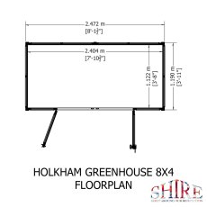 Shire Holkham 8x4 greenhouse floor plan and dimensions