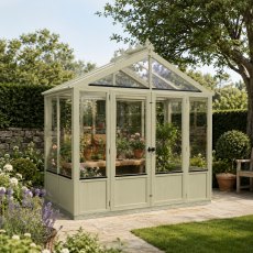 Shire Holkham 8x4 wooden greenhouse in a green painted finish