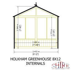 Shire Holkham 8x12 greenhouse internal dimensions diagram