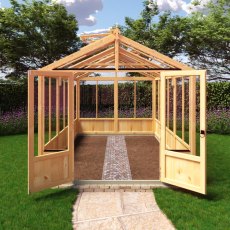 Shire Holkham 8x12 wooden greenhouse with open double doors