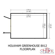 Shire Holkham 8x12 greenhouse floor plan and dimensions