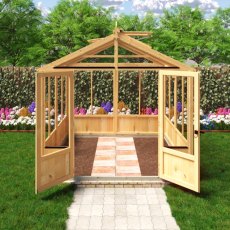 Shire Holkham 8x8 wooden greenhouse with open double doors