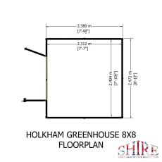 Shire Holkham 8x8 greenhouse floor plan and dimensions
