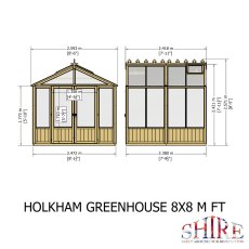 Shire Holkham 8x8 greenhouse dimensions and measurements diagram