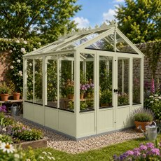 Shire Holkham 8x8 wooden greenhouse in a green painted finish