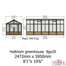 Shire 8 x 20 Shire Holkham Wooden Greenhouse