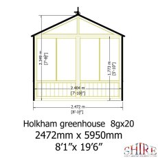 Shire Holkham 8x20 greenhouse internal dimensions diagram